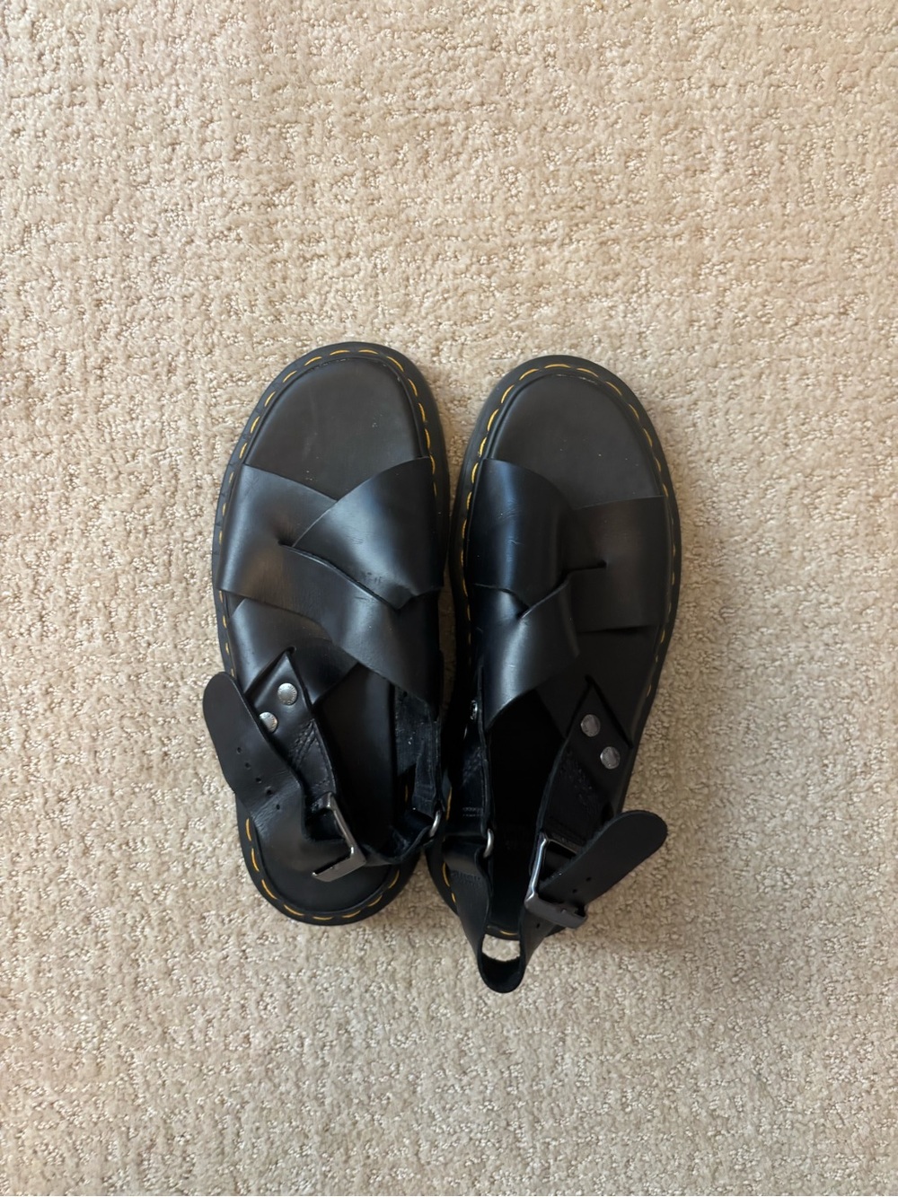Dr. Martens Black Leather Cross-Strap Sandals
